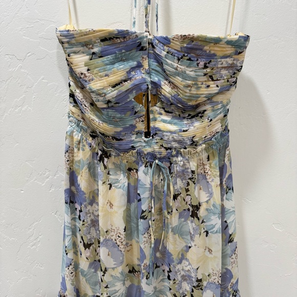 NWT ASTR The Label Small Rozina Blue Green Floral Cutout Halter Maxi Dress - Picture 8 of 16